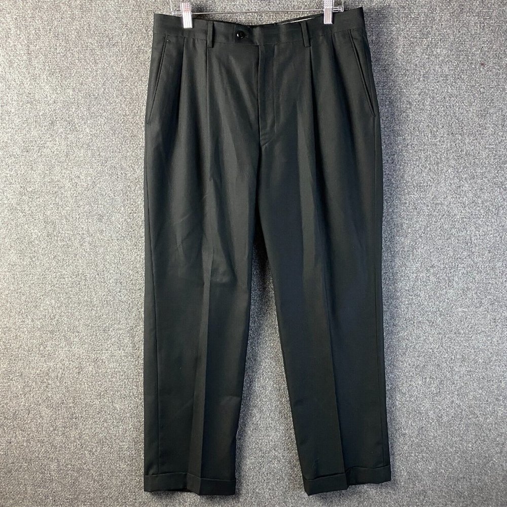 Louis Raphael Tailored Dress Pants 34/30 Men's Polyester Wool Adults Black
